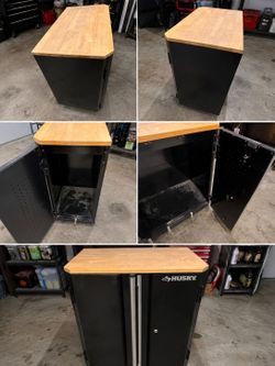 Husky Garage Storage Cabinet with Wood Top