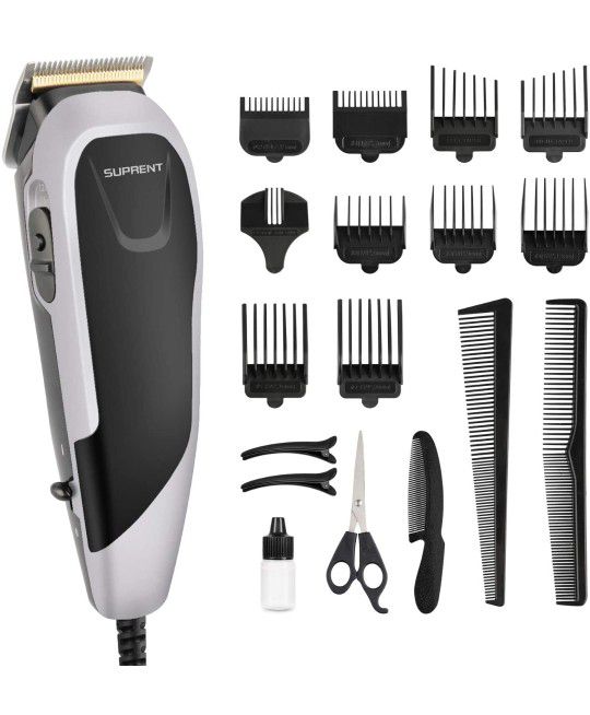 Hair Clippers Corded Hair Clippers for Men, 21-piece Hair Cutting Kit with 27 Cutting Length, 10 Guide Combs, Scissor, Storage Case


