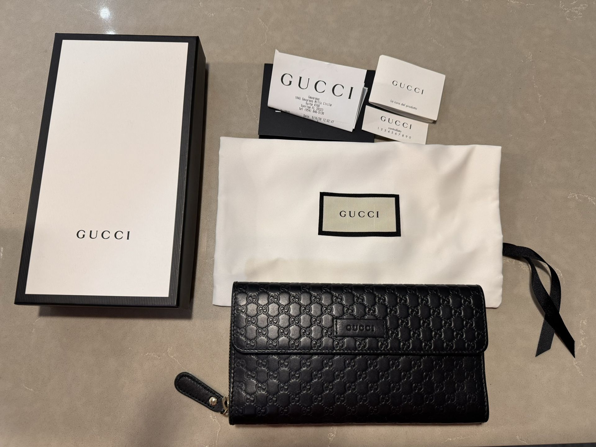 Gucci Microguccissima Black Zip Around with front snap wallet