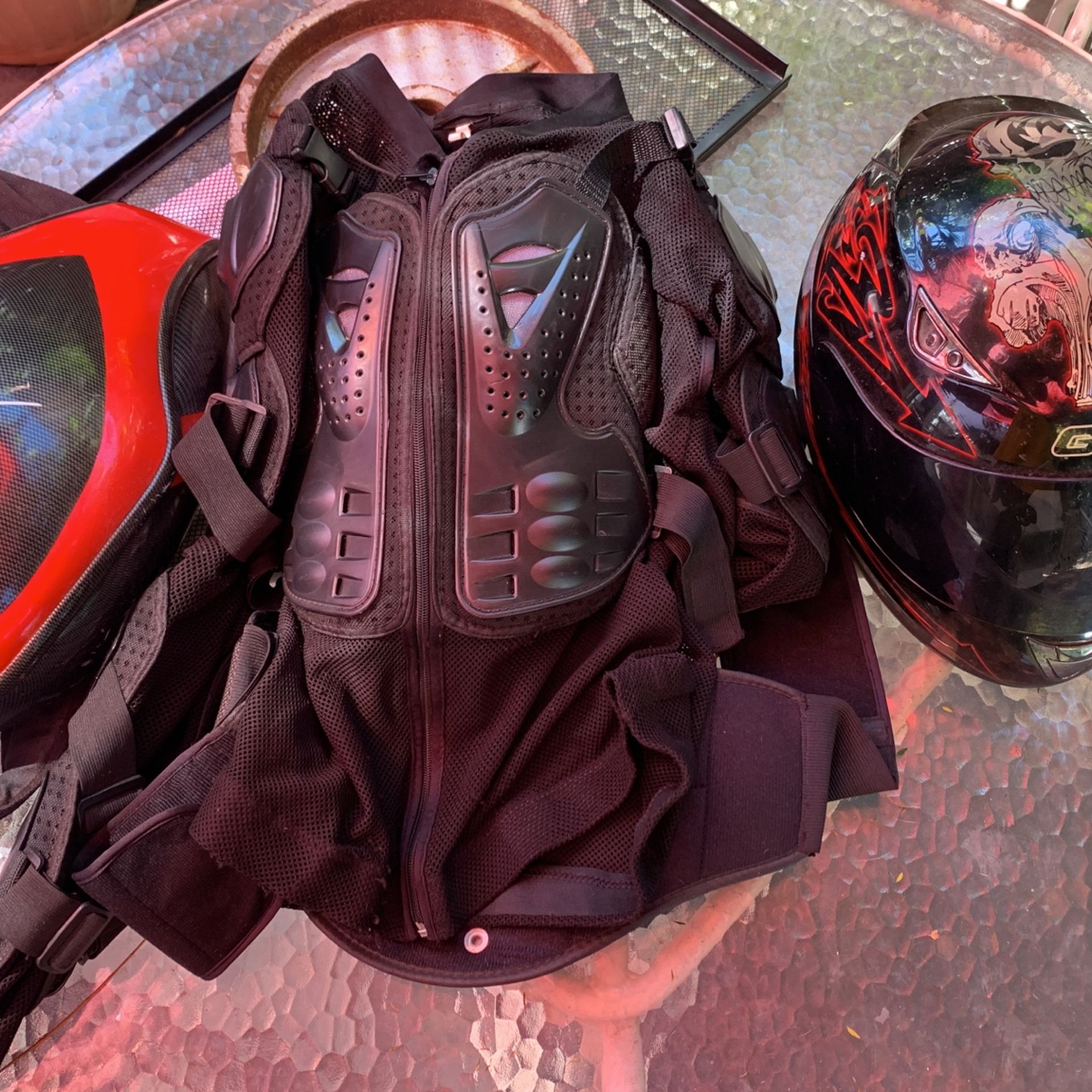 GLX Motorcycle Helmet, Shock Design Motorcycle Backpack & Motorcycle Jacket