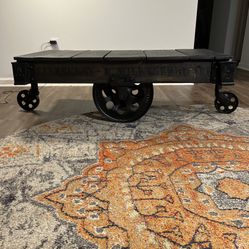 Antique Restored Lineberry Textile Factory Cart. Coffee table.
