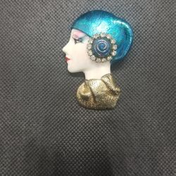 Lady With Metallic Clothing brooch 