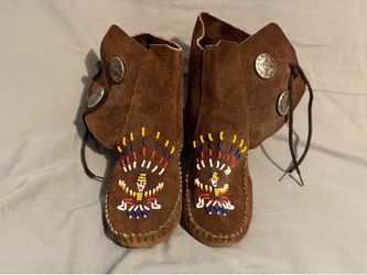 Brown beaded moccasins