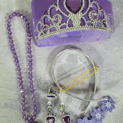 Kids Costume Tiara & Jewelry Set - Necklace, Clip on Earrings, Ring Purple $5 for all 