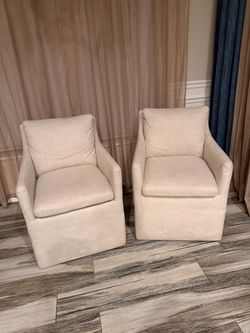 Pair of Cream Upholstered Accent Chairs