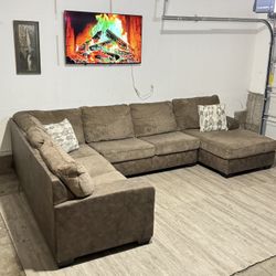 Brown Two Tone Sectional Couch 