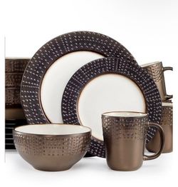 Elama Mylos 16-Piece Stoneware Dinnerware Set
