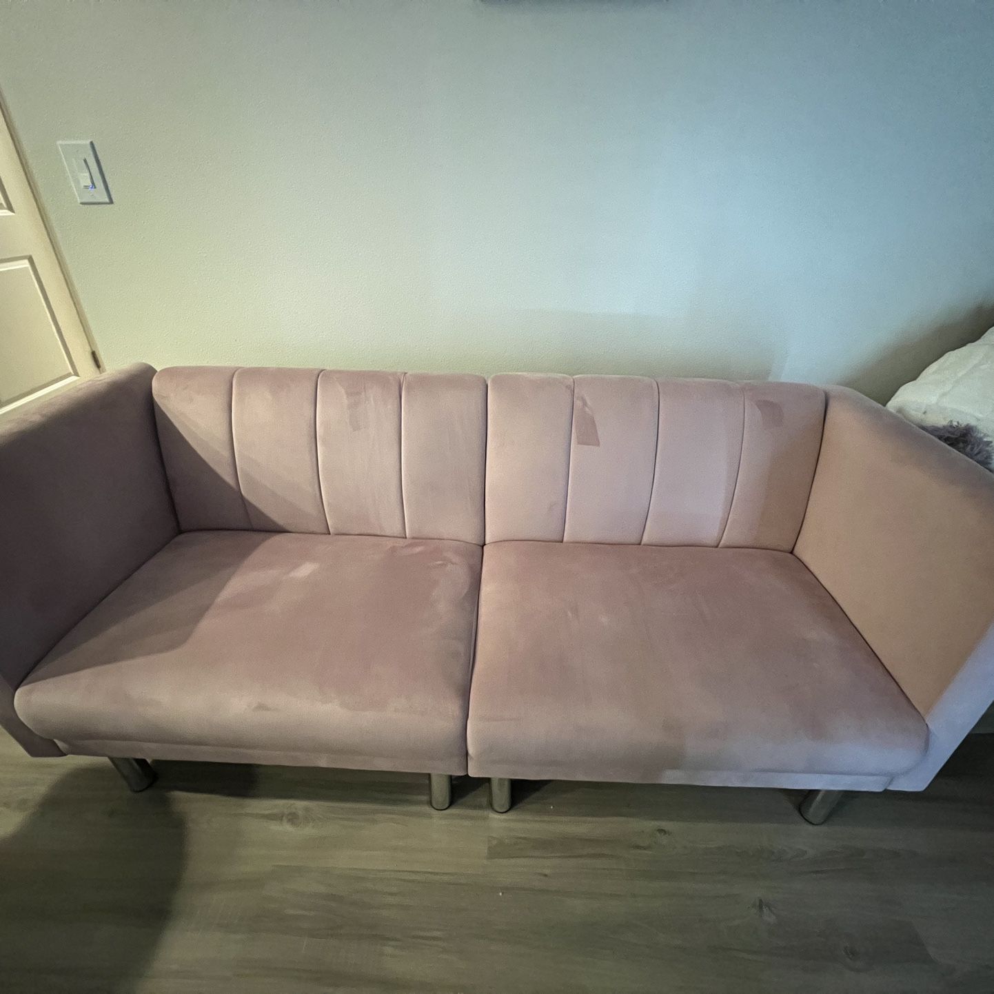 pink futon couch living room