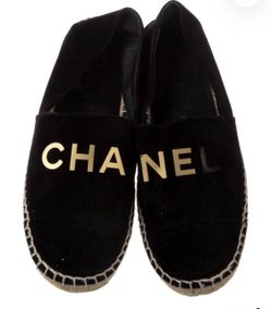Chanel Black Velvet Espadrilles Sz 36