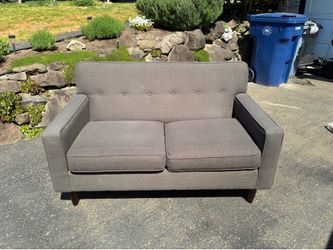 Mid-Century Modern Gray Loveseat - 58" Wide, Great Condition