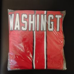 A red Washington Nationals custom baseball jersey, Autographed Memorabilia