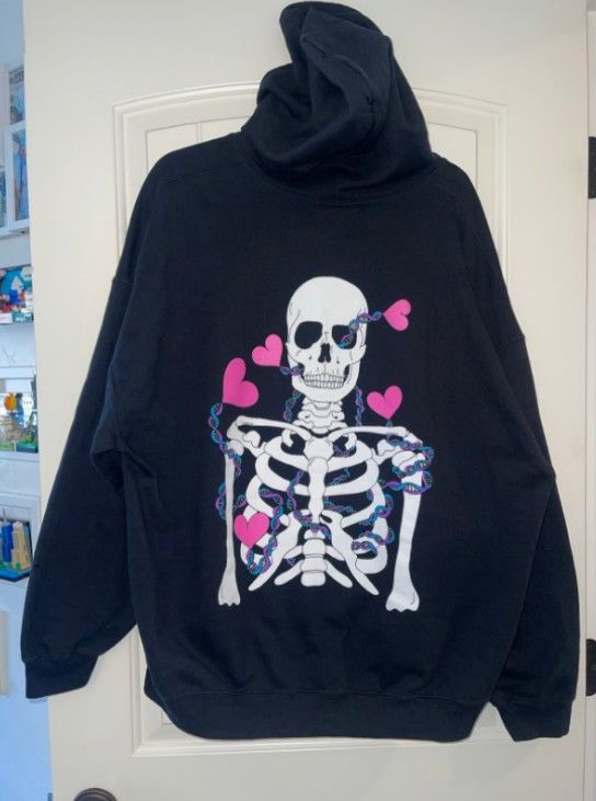 LANY Hoodie | Skeleton with Heart + Veins | Black & Pink | 2XL