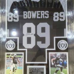 Raiders Brock Bowers Signed, Beckett-Certified, Deluxe-Framed Jersey 