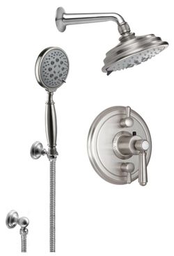 CALIFORNIA FAUCETS KT12-33.20-PC CALKT123320PC Montecito Styletherm 1/2'' Thermostatic Shower System with Shower Head and Hand Shower on Hook