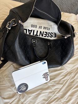 Louis Vuitton Monogram Embossed Black Leather Duffle Bag