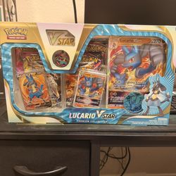 Pokémon TCG Lucario VSTAR Premium Factory Sealed Collection Box.