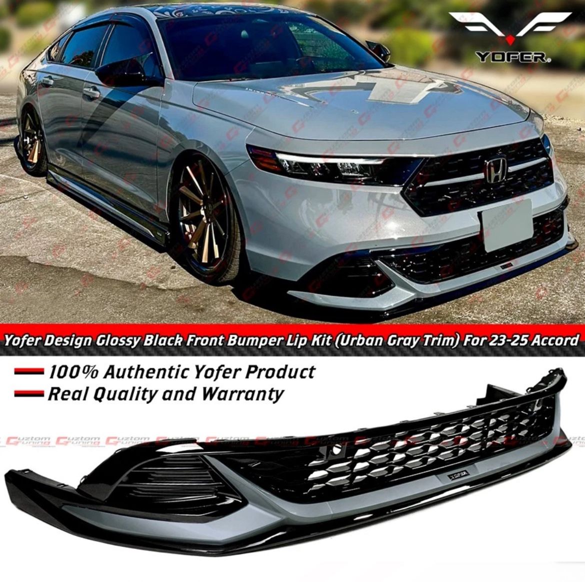 23-25 Honda Accord Front Bumper Lip + Rear Diffuser - Urban Gray 