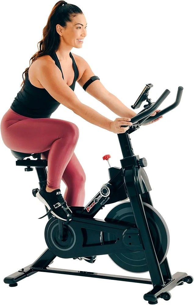 * Fitness Reality Cycling Exercise Bike with Bluetooth Workout Tracking, 360° Adjustable Tablet Holder, 14 Levels Magnetic Resistance & Optional 