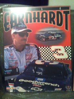 Dale Earnhardt poster on wooden wall hanger