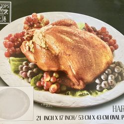 Large Elegant White Plate China 21 x 17” 