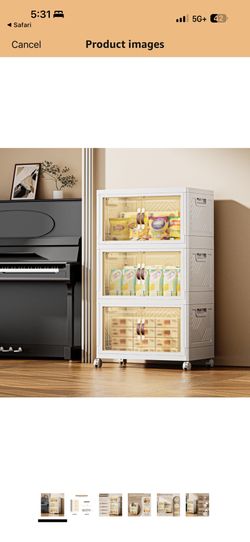 Brand New in box 63 Gallon 3-Tier Collapsible Storage Cabinet with Magnetic Doors & Wheels – 252 QT