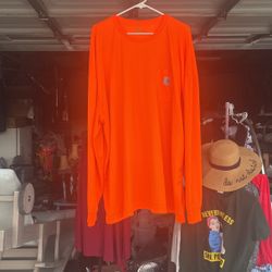 Men’s Like New Carhartt Neon Orange Long Sleeve Work Shirt  $10  Cash 