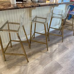 Gold & Acrylic Bar Stools