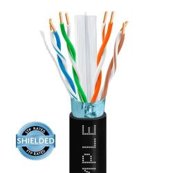 CMPLE 1000ft Cat6 Ethernet Shielded CMR, FTP, 23AWG Cable Black