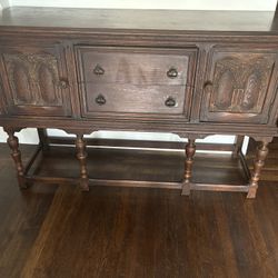Antique Oak Sideboard Buffet Cabinet