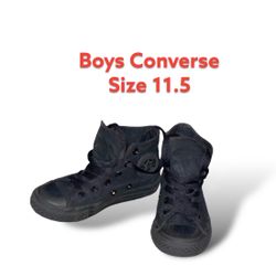 Boys All Black Converse Size 11.5 Little Kids