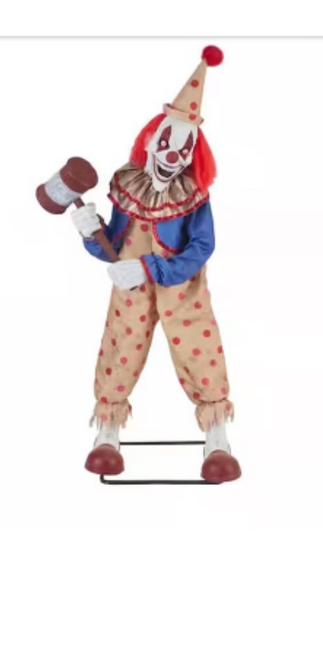 Holiday 8.5 ft. Giant-Sized Animated LED Carnival Carl Halloween Prop Scary Clown Animatronic