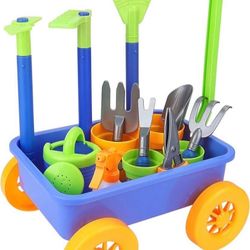 Kids Garden Wagon Wheelbarrow and Gardening Tools Play Set 