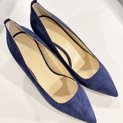 Everlane Navy Suede Heels Size 8
