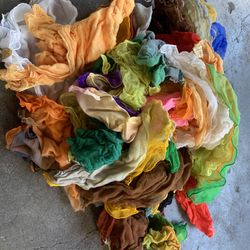 HUGE Collection Of Vintage Japanese Silk Scarfs Fabric quilting 