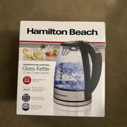 ($5 OFF TODAY ONLY) *Gift Ready* Brand New Hamilton Beach Glass Electric Kettle – Sealed Box