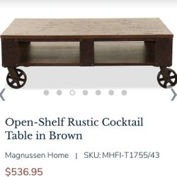 Open Shelf Rustic Coffee Table