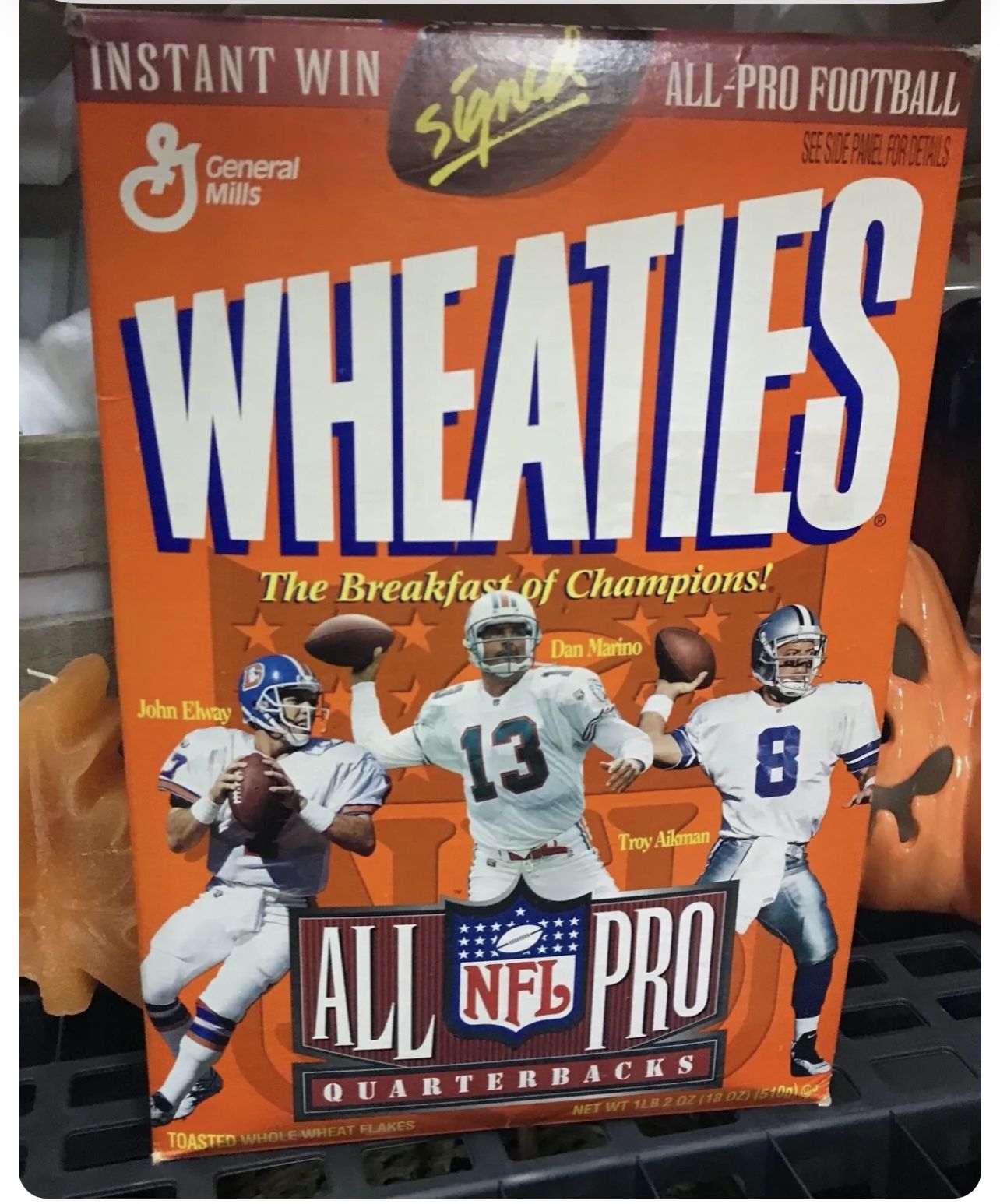 Vintage 1996 Wheaties NFL All-Pro Quarter Backs Cereal Box (Marino Elway Aikman) Unopened