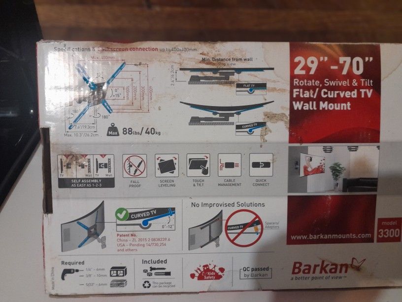 Orkin TV Wall Mount 29x65 Full Motion Holds Up To 77 Lb With A 10-year Warranty