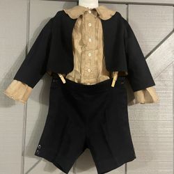 Antique England Brothers, Pittsfield, Mass. Lil Man Toddler Outfit Black & Beige