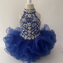 Girls Royal Blue Cupcake Pageant Glitz Dress