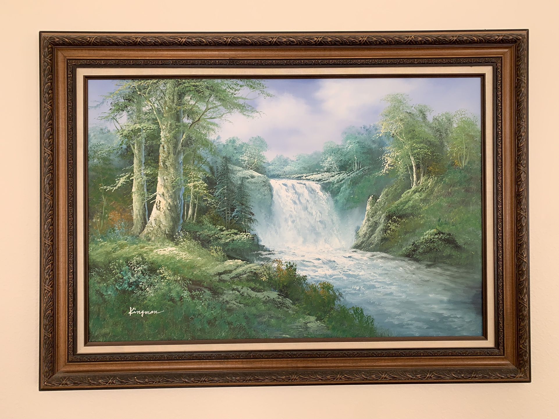 Beautiful Waterfall Oil Painting 