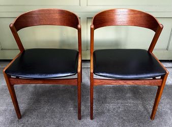 Danish Modern Dux Teak Ribbon Dining Chairs, pair