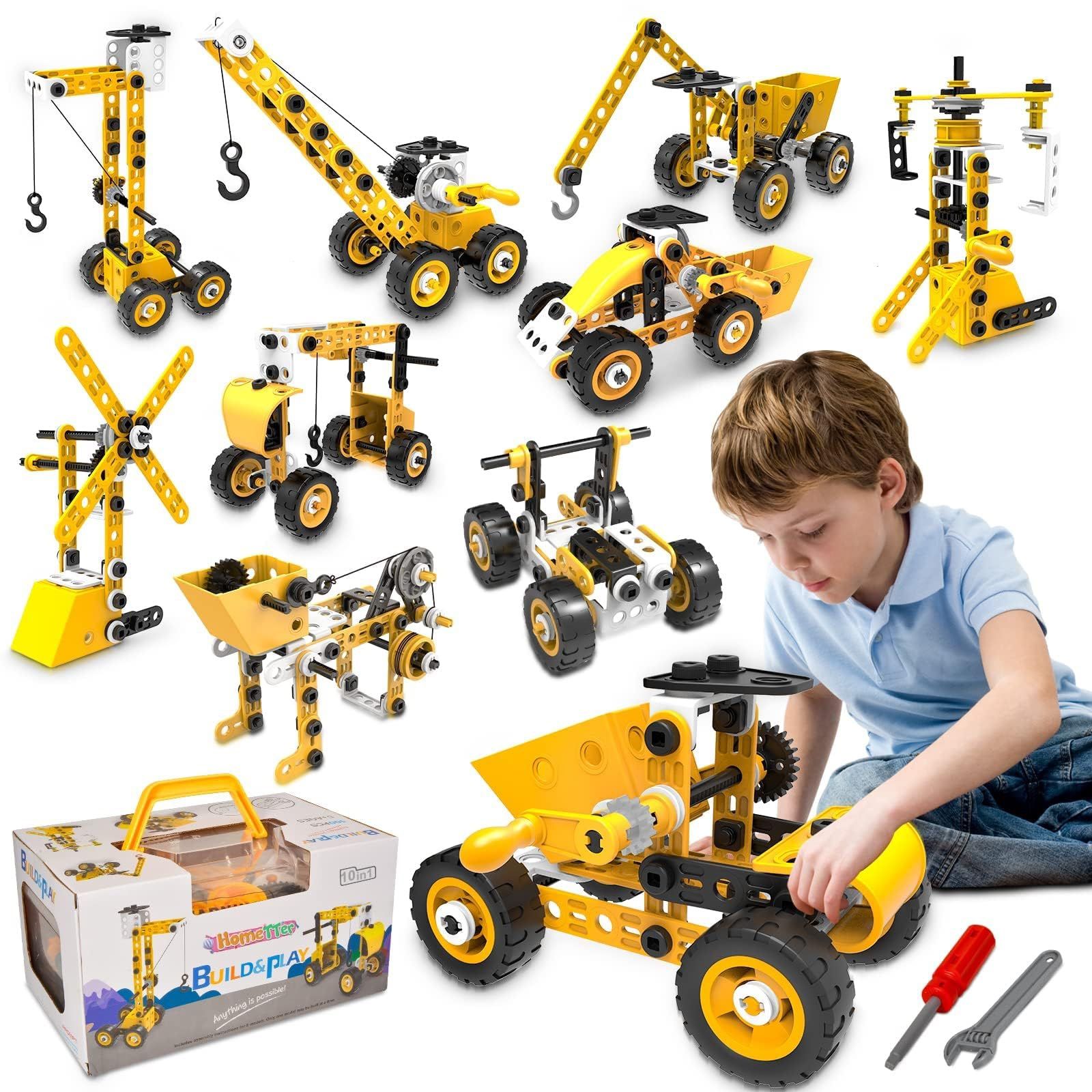 Brand New HOMETTER Educational Building Toys, STEM Learning Toy, 10 In 1 Construction Set For Preschool Kids, Engineering Toys Creative Set, Christmas