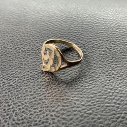 "D" Initial 10k Yellow Gold Ring