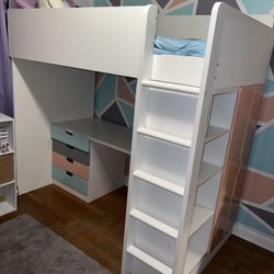 SMÅSTAD LOFT BED WITH DESK AND CLOSET (IKEA)