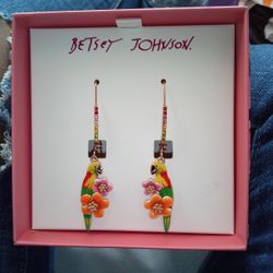 Betsey Johnson Studded Parat Dangle Earrings 