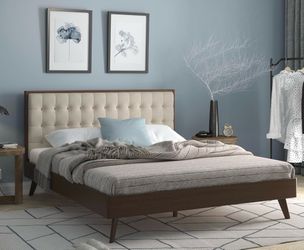 Mid century modern style bed frame for king size bed