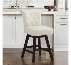 LUE BONA Ivory/Faux leather 25.8-in H Counter height Upholstered Wood Bar Stool set of 1  Brand new in box - Assembly is required  cash only  Pickup o