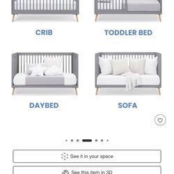 Gently Used - Delta Children Jordan 4-in-1 Convertible Crib - Gray & Mattress 