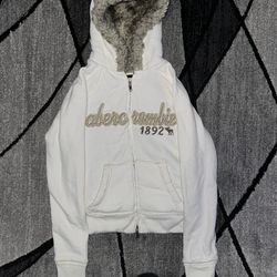 y2k abercrombie & fitch fur trim zip up